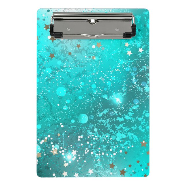 Mint Turquoise Foil Background Mini Klemmbrett (Vorderseite)
