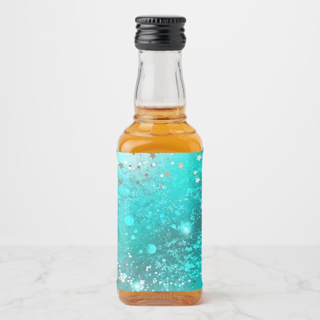 Mint Turquoise Foil Hintergrund Alkoholflaschenetikett (Vorderseite)