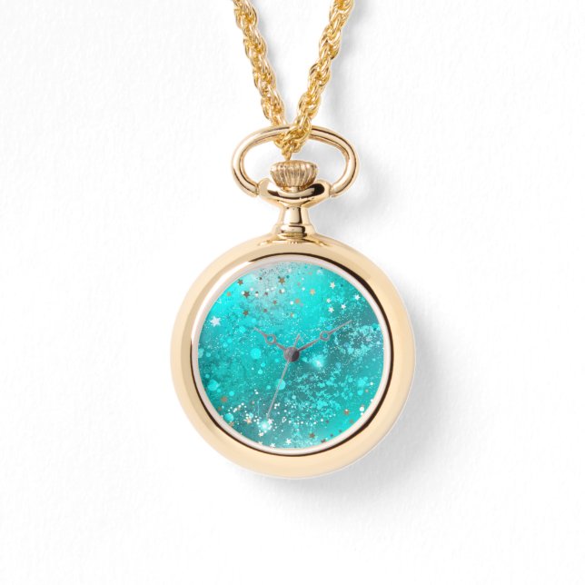 Mint Turquoise Foil Hintergrund Armbanduhr (Vorderseite)