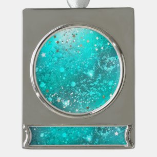 Mint Turquoise Foil Hintergrund Banner-Ornament Silber