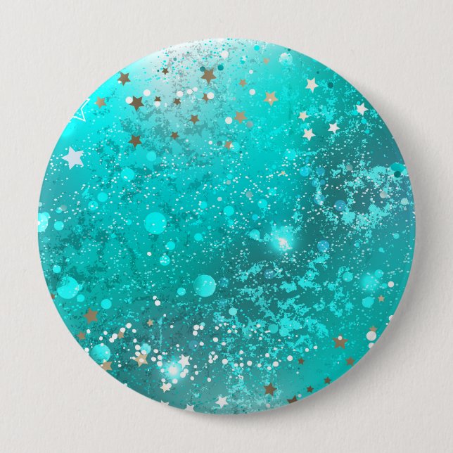 Mint Turquoise Foil Hintergrund Button (Vorderseite)