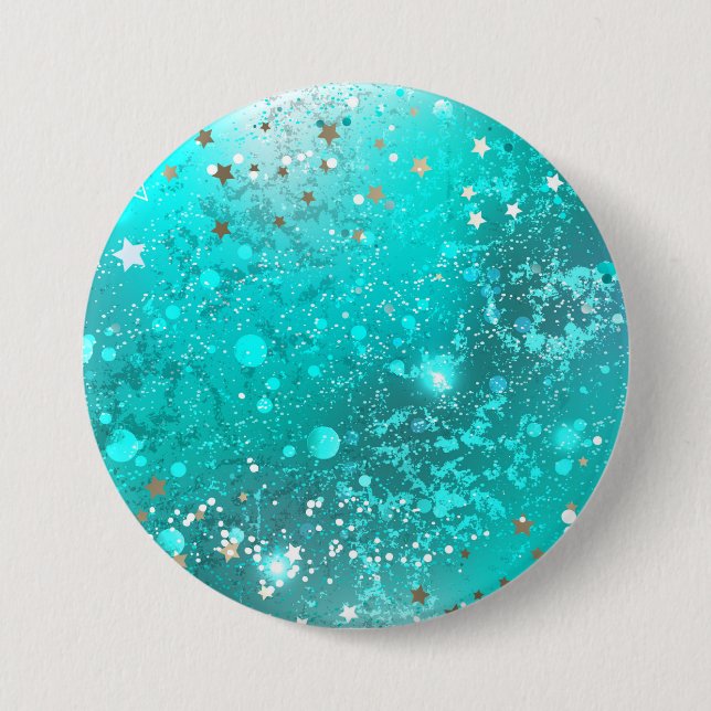 Mint Turquoise Foil Hintergrund Button (Vorderseite)