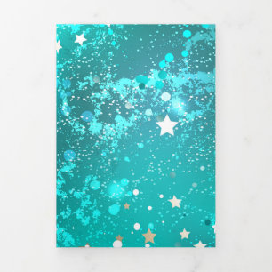 Mint Turquoise Foil Hintergrund Dreifach Gefaltete Ankündigung