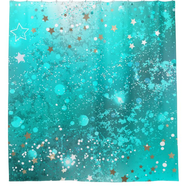 Mint Turquoise Foil Hintergrund Duschvorhang (Vorderseite)