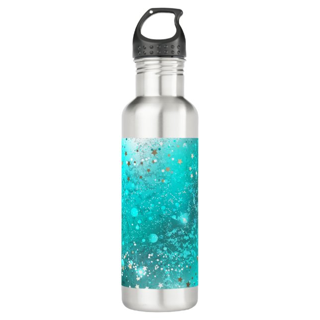 Mint Turquoise Foil Hintergrund Edelstahlflasche (Vorderseite)
