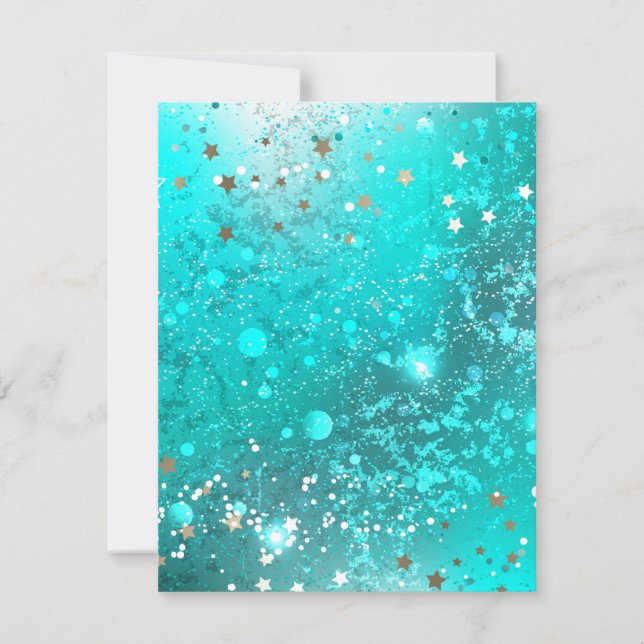 Mint Turquoise Foil Hintergrund Einladung (Vorderseite)