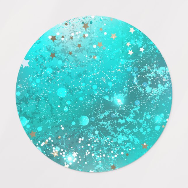 Mint Turquoise Foil Hintergrund Etiketten (Design 1)