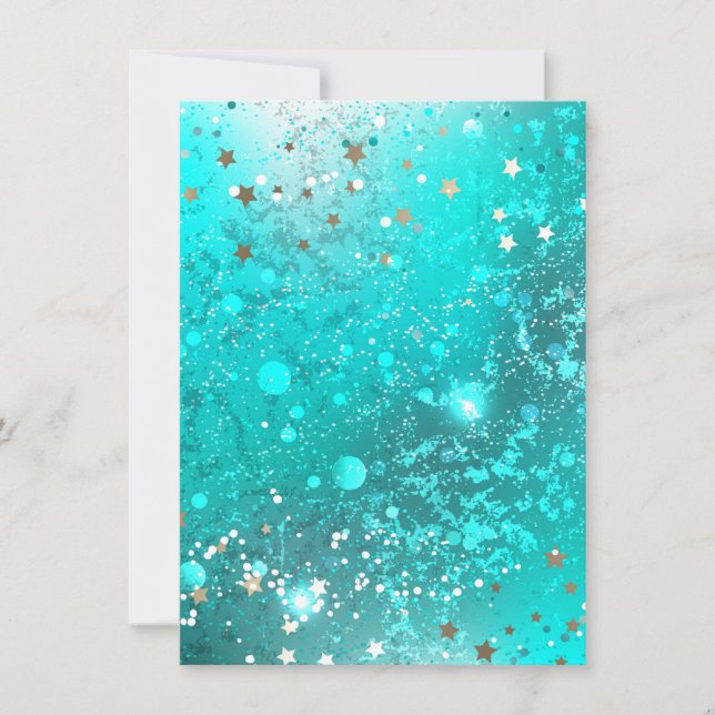 Mint Turquoise Foil Hintergrund Feiertagskarte (Vorderseite)