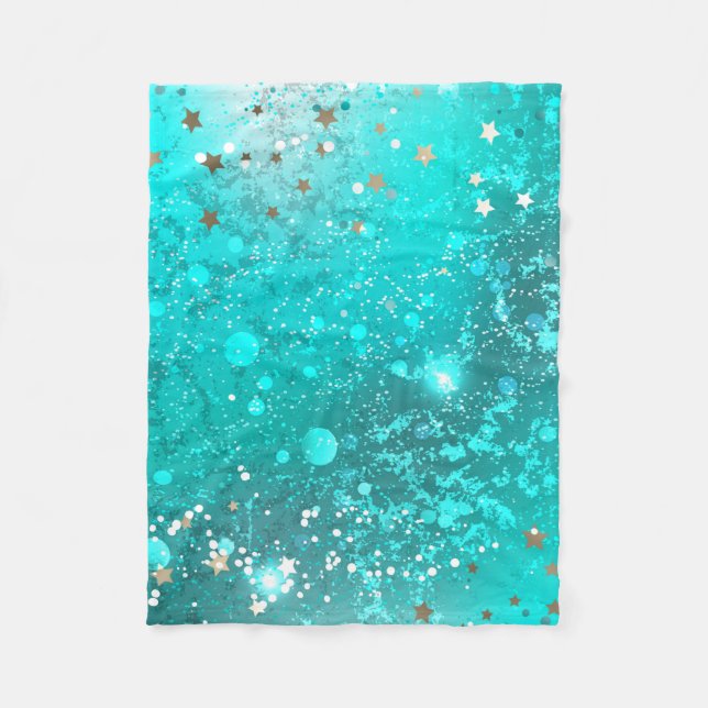 Mint Turquoise Foil Hintergrund Fleecedecke (Vorderseite)