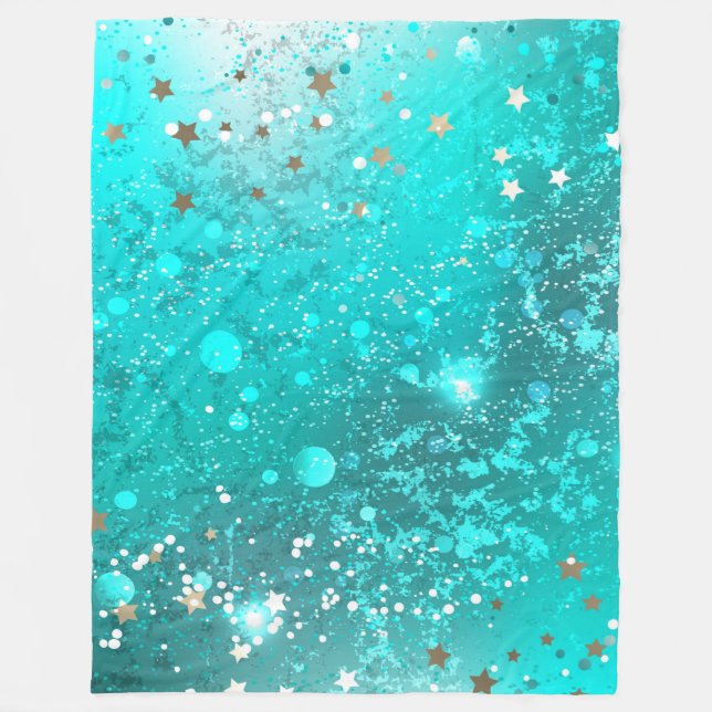 Mint Turquoise Foil Hintergrund Fleecedecke (Vorderseite)