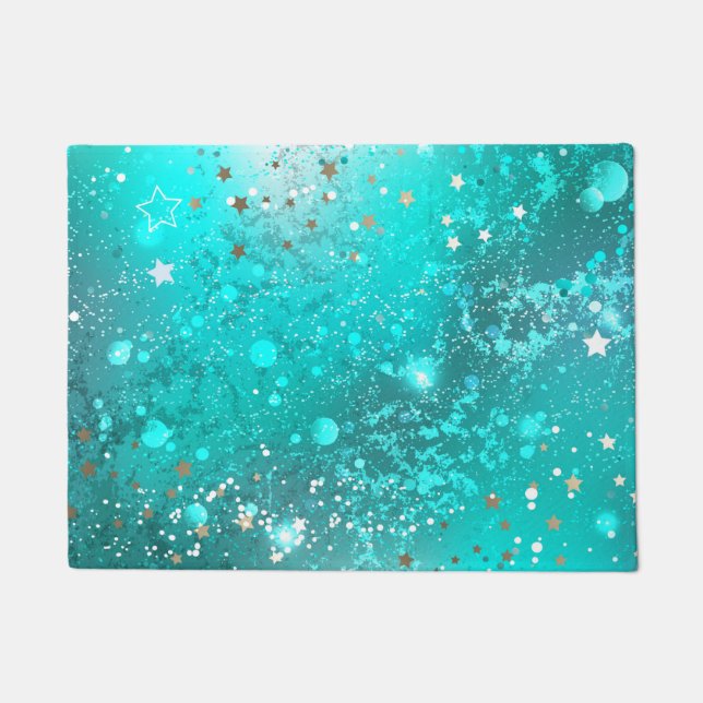 Mint Turquoise Foil Hintergrund Fußmatte (Vorderseite)