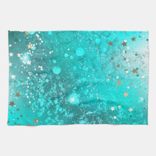 Mint Turquoise Foil Hintergrund Geschirrtuch