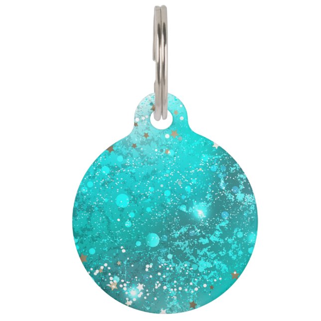 Mint Turquoise Foil Hintergrund Haustiermarke (Vorderseite)