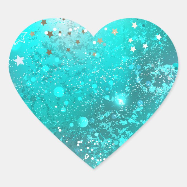Mint Turquoise Foil Hintergrund Herz-Aufkleber (Vorderseite)