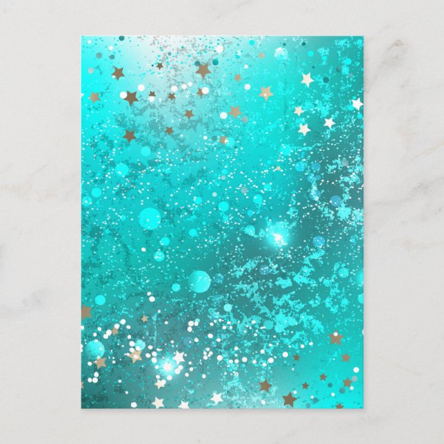 Mint Turquoise Foil Hintergrund Hinweiskarte (Vorderseite)