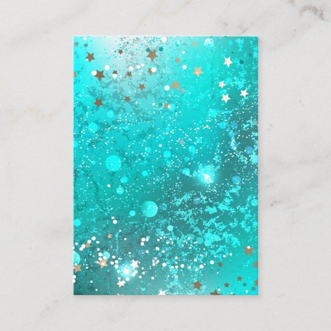 Mint Turquoise Foil Hintergrund Hinweiskarte (Vorderseite)