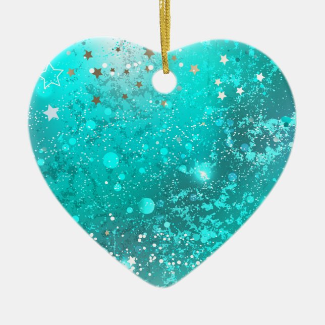 Mint Turquoise Foil Hintergrund Keramik Ornament (Vorne)