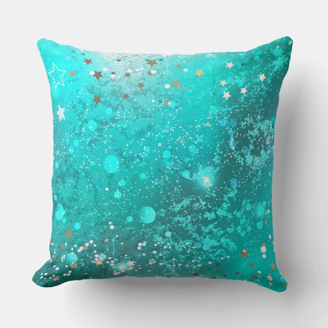 Mint Turquoise Foil Hintergrund Kissen (Vorderseite)