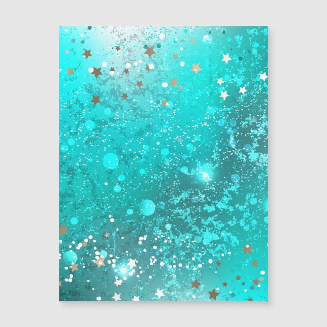 Mint Turquoise Foil Hintergrund Magneteinladung (Vorderseite)