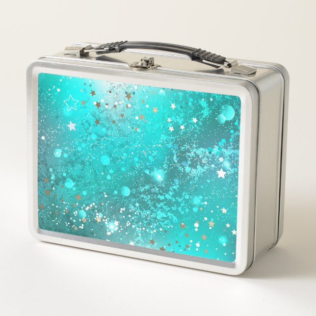 Mint Turquoise Foil Hintergrund Metall Brotdose (Vorderseite)