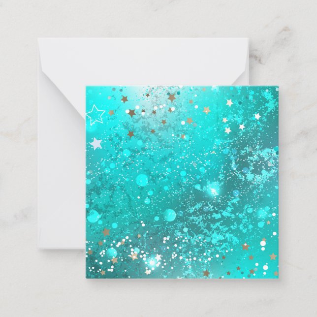 Mint Turquoise Foil Hintergrund Mitteilungskarte (Vorderseite)