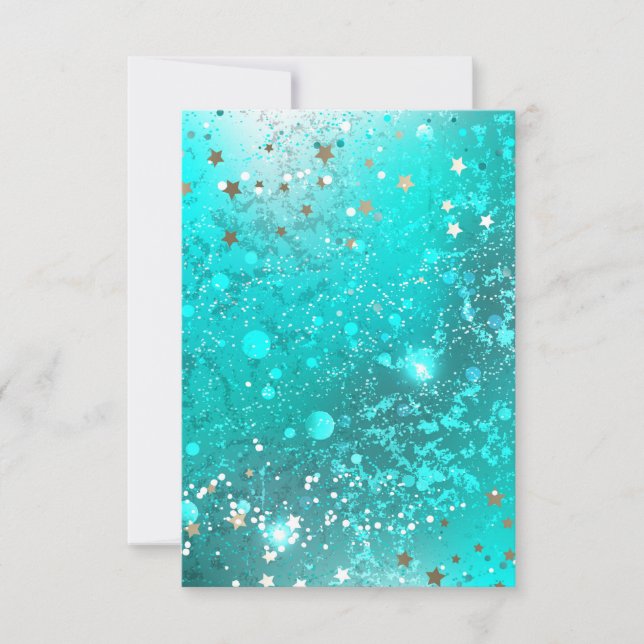 Mint Turquoise Foil Hintergrund Mitteilungskarte (Vorderseite)