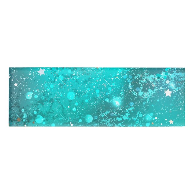 Mint Turquoise Foil Hintergrund Namenschild (Vorderseite)