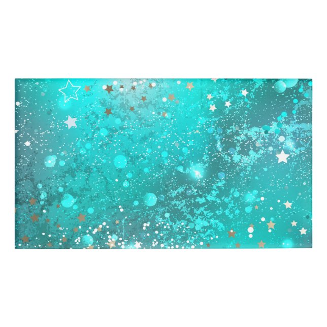 Mint Turquoise Foil Hintergrund Namenschild (Vorderseite)