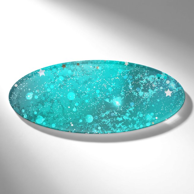 Mint Turquoise Foil Hintergrund Namenschild (Vorderseite)