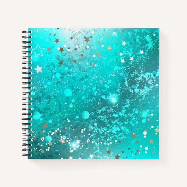 Mint Turquoise Foil Hintergrund Notizbuch (Vorderseite)