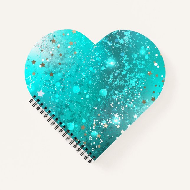 Mint Turquoise Foil Hintergrund Notizbuch (Vorderseite)