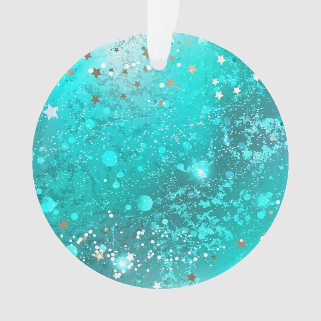 Mint Turquoise Foil Hintergrund Ornament (Vorderseite)