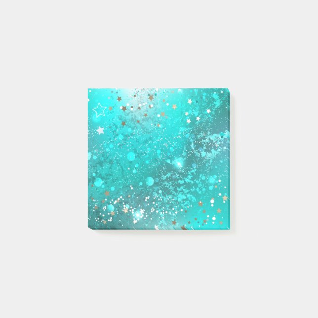 Mint Turquoise Foil Hintergrund Post-it Klebezettel (Vorderseite)