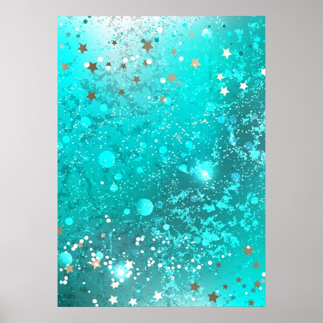 Mint Turquoise Foil Hintergrund Poster (Vorne)
