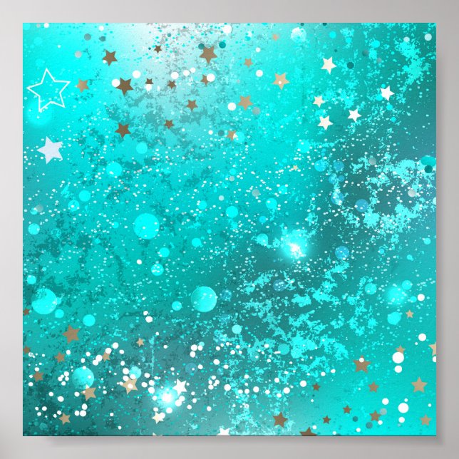 Mint Turquoise Foil Hintergrund Poster (Vorne)