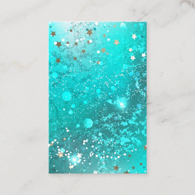 Mint Turquoise Foil Hintergrund Rabattkarte (Vorderseite)