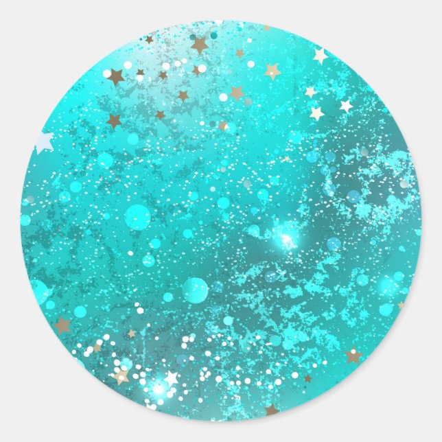 Mint Turquoise Foil Hintergrund Runder Aufkleber (Vorderseite)