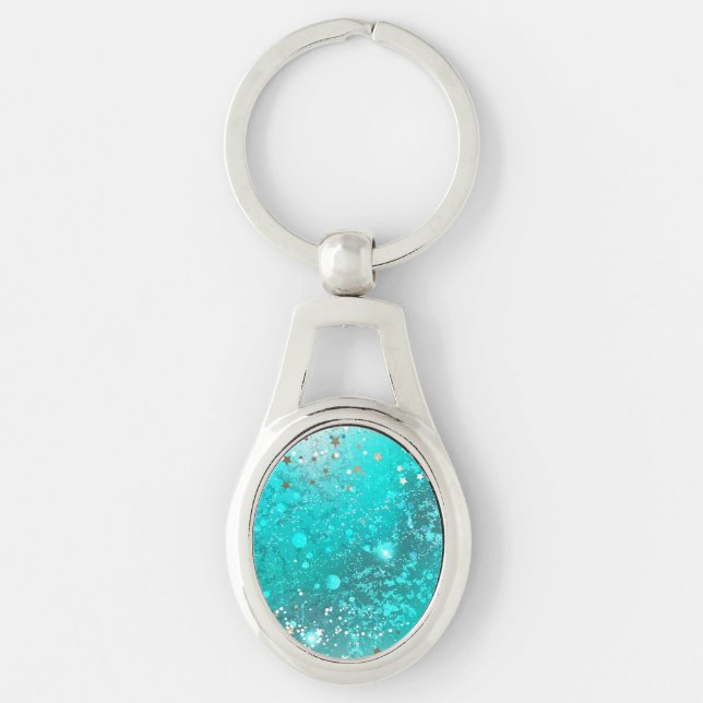 Mint Turquoise Foil Hintergrund Schlüsselanhänger (Vorderseite)