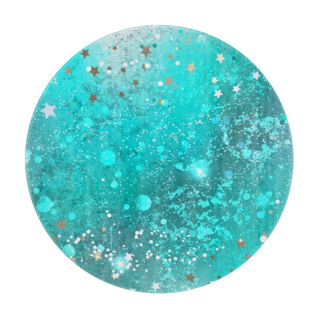Mint Turquoise Foil Hintergrund Schneidebrett (Vorderseite)