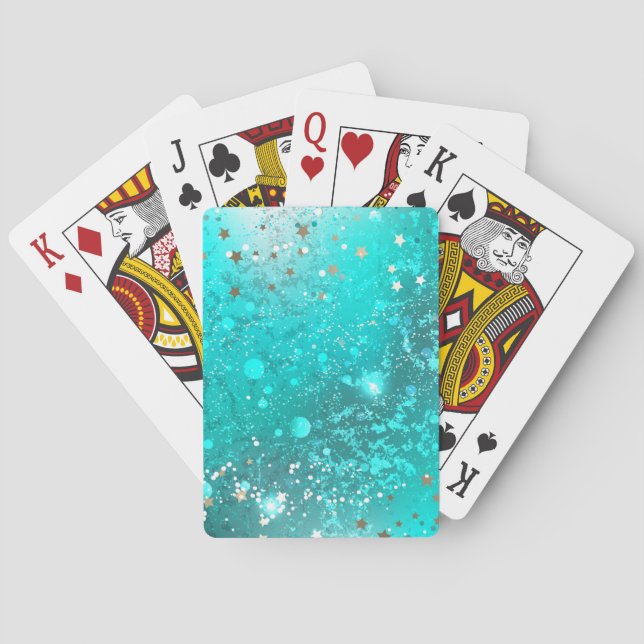 Mint Turquoise Foil Hintergrund Spielkarten (Rückseite)