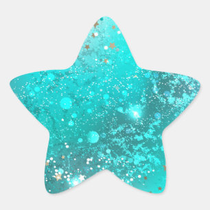Mint Turquoise Foil Hintergrund Stern-Aufkleber