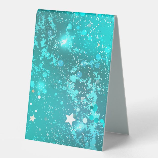Mint Turquoise Foil Hintergrund Tischaufsteller (Vorderseite)