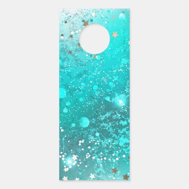 Mint Turquoise Foil Hintergrund Türanhänger (Vorderseite)