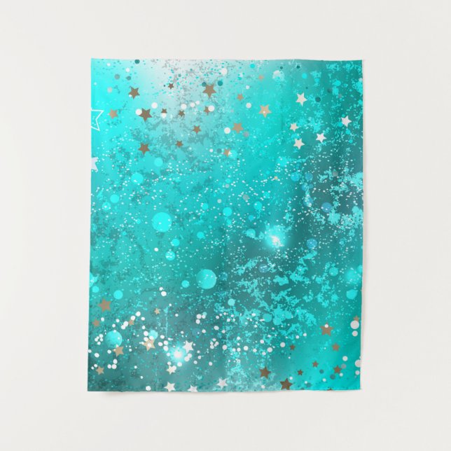 Mint Turquoise Foil Hintergrund Wandteppich (Vorderseite)
