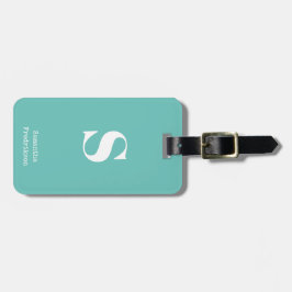 Mint Turquoise Green Monogram Stilvolle Schreibmas Gepäckanhänger