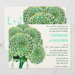 Mint und Emerald Zinnia Mason Jar Wedding Einladun Einladung