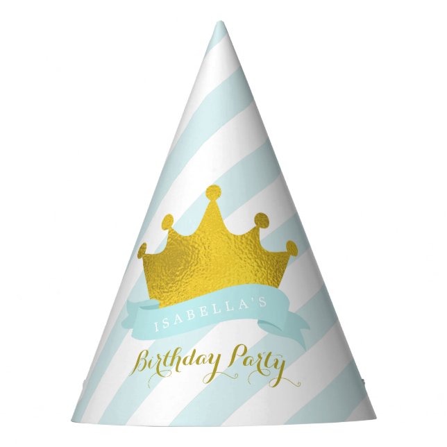 Mint und Gold Tiara Princess Birthday Partyhütchen (Vorderseite)