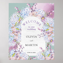 Mint und Mauve Wedding Wassercolor Blumenposter Poster
