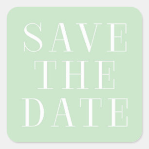 Mint- und weiße moderne SAVE THE DATE-Aufkleber Quadratischer Aufkleber