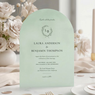 Mint Velvet Texture Eleganter Arch Style Hochzeit Einladung